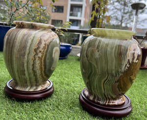 Urna de mármol de ónix verde, urnas de cremación de ónix para cenizas, urnas para cenizas humanas de ónix - Product Image 6