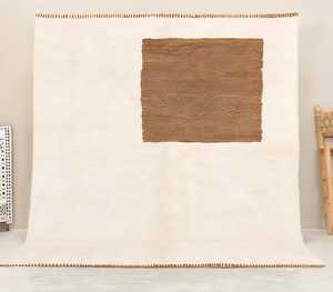 Alfombra Beni Ourain marroquí de lana anudada a mano |   Alfombra berbera hecha a mano |   Alfombra Geométrica de Color Marfil, Tamaño Personalizado, Venta al Por Mayor - Product Image 3