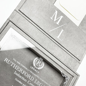High Quality Customizable Velvet Invitation <b>Box</b> with Silver Foil Monogram Luxury Romantic <b>Wedding</b> <b>Cards</b> Made in Chiang Mai - Product Image 3