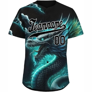 Maillot de baseball sublimé élégant avec fermeture boutonnée intégrale et look d'équipe sportive professionnelle - Product Image 2