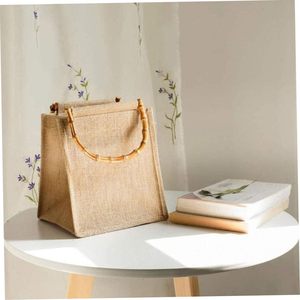 Jute Shopping <b>Bag</b> with Rope Handle <b>Medium</b> <b>Size</b> Natural Fiber Tote for Daily & Party Use - Product Image 1