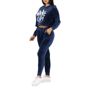 Conjunto Deportivo de Terciopelo para Mujer, 2 Piezas, Sudadera Corta de Manga Larga y Pantalones Jogger, Ropa Deportiva Casual de Invierno, Venta al Por Mayor - Product Image 6