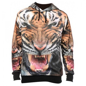 Sudadera con Capucha para Hombre, Diseño Personalizado con Serigrafía de Escena Urbana con Gatos Gigantes, Corte Regular, Estilo Casual Urbano, Transpirable, con Bolsillo, 100% - Product Image 6