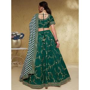 Adorable <b>Green</b> Embroidered <b>Silk</b> Lehenga Choli With Dupatta - Product Image 3