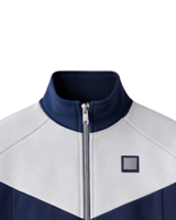 Ensemble de survêtement sportif pour homme bleu marine et gris personnalisé, veste zippée intégrale et pantalon de jogging, tenue décontractée pour la gym, fabricant sur mesure, vêtements OEM