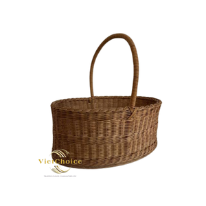 VietChoice Handwoven <b>Wicker</b> <b>Storage</b> <b>Basket</b> Round Natural Eco-Friendly Rustic Style Single Tier - Product Image 3