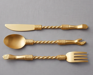Ensemble de couverts plaqué or avec manche torsadé, couteau, cuillère, fourchette, vaisselle de mariage élégante, en métal durable, manche long, finition miroir - Product Image 3