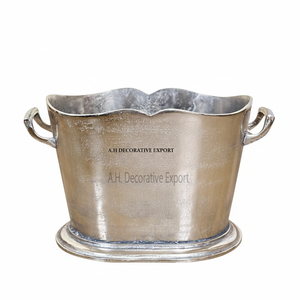 Seau à vin de luxe argenté avec poignées, refroidisseur à champagne, bac à glace double pour bouteilles de vin, idéal pour mariages et décorations de fête - Product Image 2