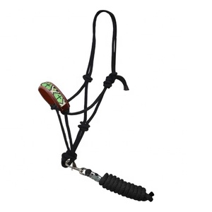 Wholesale Custom Made Black Nylon Beaded Rope <b>Halters</b> with Matching Lead Manufactured by Premium Vendor - Product Image 1