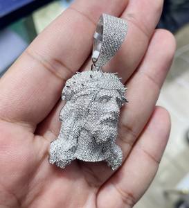 Colgante de Cabeza de Jesús 3D de Moissanita VVS de Alta Calidad, Plata 925 con Baño de Rodio, Joyería Hip Hop Iced, Amuleto Religioso Brillante con Diamantes - Product Image 6