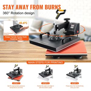 8 pezzi 1050W macchina digitale multifunzione sublimazione trasferimento di calore 15x15 pollici Combo pressa di calore per T-shirt Swing lontano dal Design - Product Image 6