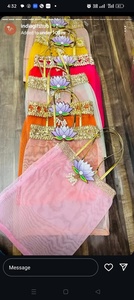 กระเป๋าทรงดอกบัวตาข่ายสุดหรูสำหรับเป็นของขวัญถุงของขวัญแบบชาวพื้นเมืองสำหรับงานแต่งงานเทศกาลฮาลดิเมนฮินดีและโอกาสพิเศษ - Product Image 2