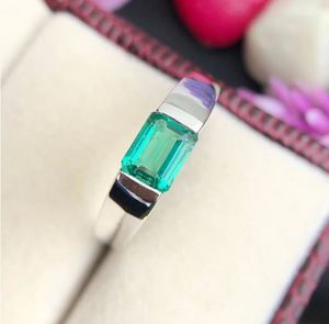 <b>Emerald</b> Engagement <b>Ring</b> 925 <b>Silver</b> Bezel Setting Wedding <b>Ring</b> Unisex 6x8 MM <b>Emerald</b> Cut Green Gemstone Luxury Certified Party - Product Image 1