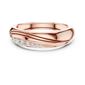 Bague en or rose 14 carats, élégante et luxueuse, avec un diamant de laboratoire de taille ronde, moins d'un carat, pour femmes - Product Image 1