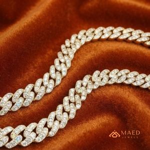 Chaîne cubaine en moissanite, chaîne tennis sertie de pierres, collier hip-hop, chaîne de mode, bijoux de luxe dorés, NYC - Product Image 2