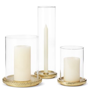 Glass <b>Hurricane</b> Candle Holder with Gold Metal Base Elegant Cylinder Pillar Candle <b>Lantern</b> for Wedding Centerpiece & Home Decor - Product Image 5