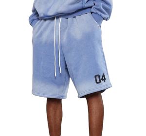 Cotton Embroidery Winter Fleece Pattern Casual High Street Acid Wash Rhinestones <b>Shorts</b> Sets With Logo Drawstring Sweat <b>Shorts</b> - Product Image 4