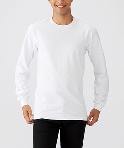 T-shirt en coton à manches longues pour homme, col rond, respirant, décontracté, streetwear, haut tendance pour tous les jours - Product Image 1