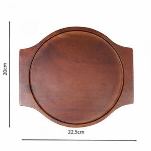Base de poêle ronde en bois de haute qualité avec poignées, plateau de service en bois résistant à la chaleur pour poêles en fonte et poêles à paella - Product Image 4