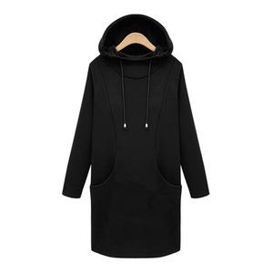 Vestido con Capucha Verde para Mujer, Manga Larga, Felpa Francesa, Algodón, Sudadera con Capucha, Estilo Casual, Invierno - Product Image 4