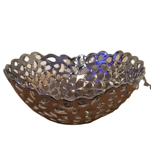 Silver Finishing Serving Bowl for Hotel Kitchenware Restaurant Fruits Bowl decorative Modern design Metal Salad Bowl - Product Image 5
