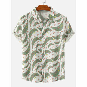 OEM Wholesale Men's 100% Cotton Shirts Custom Logo Solid Breathable Eco-Friendly Summer Beach Wear Button Turtleneck <b>Yarn</b> Dyed - Product Image 2