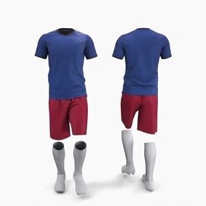 Ensemble de maillots et shorts de football personnalisés en gros, unisexe, imprimé par sublimation, uniforme sportif respirant, léger, séchage rapide, athlétique - Product Image 1