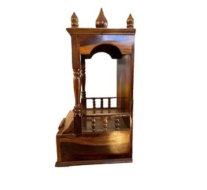 Handcrafted Modern Small Solid Wood Pooja <b>Mandir</b> | Open Tabletop Home Temple for Living Room & Apartment | Jodhpur Export - Product Image 4