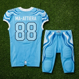 Uniforme de Fútbol Americano Personalizado para Hombre, Azul Claro, Transpirable, 100% Poliéster, Conjunto de Pantalones y Jersey Acolchados, Ropa Deportiva para Equipos - Product Image 6