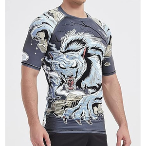 Men Athletic Rash Guard T <b>Shirt</b> <b>Compression</b> Short Sleeve Swim <b>Shirt</b> Quick Dry UV Protection OEM Bulk - Product Image 3