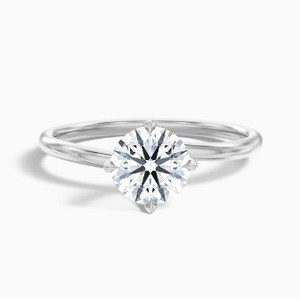 Bague en moissanite taille ronde en argent sterling 925 plaqué or blanc, bague de fiançailles classique solitaire, bague de promesse, bijou élégant - Product Image 2