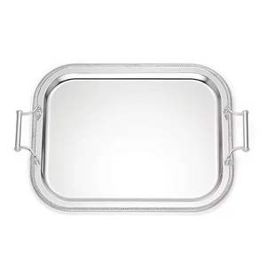 Plateau de service rectangulaire de luxe moderne en acier inoxydable de qualité supérieure avec poignée pour la décoration des fêtes à domicile - Product Image 2