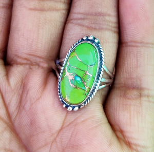 Green Copper <b>Turquoise</b> 925 Sterling Silver Handmade <b>Ring</b> Natural Gemstone Jewelry <b>Ring</b> - Product Image 3