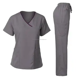 Stretch Women Slim Fit Scrubs Sets Medical Uniforms Doctors Tops Joggers Surgical Gowns Nurse Accessories Salon Spa