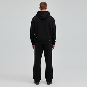 Premium Quality Hooded Casual <b>Men's</b> 100% Cotton Autumn Tracksuit with Black Jogging Set - Product Image 3