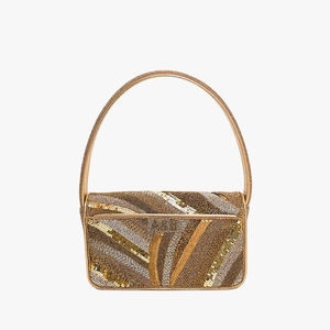 กระเป๋าผ้าฝ้ายสไตล์โบฮีเมียนสำหรับผู้หญิง ตกแต่งด้วยลูกปัด สายสะพายไหล่ ปิดด้วยซิป เหมาะสำหรับวันวาเลนไทน์และใช้ในร้านค้า - Product Image 1