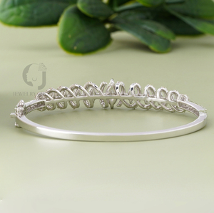 Wholesale 1.55 Carat Marquise Lab Grown Diamond <b>Bracelet</b> 14K White Gold BangleEthical Sustainable Premium Women Statement Piece - Product Image 4