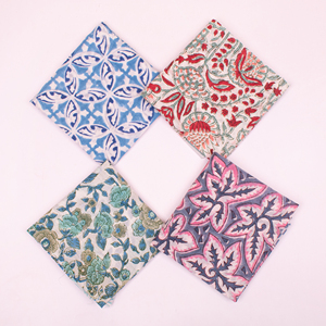 100% Cotton Block Printed Bandana 21x21 Inch Handmade Vegetable Dye Square Neck Scarf Indian Jaipur Print Fashion <b>Head</b> <b>Wraps</b> - Product Image 4