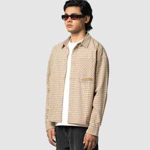 Blazer en toile à carreaux surdimensionné pour hommes, vente en gros, sur mesure, chemise-veste en coton à manches longues, multicolore, fabrication OEM ODM en vrac - Product Image 2