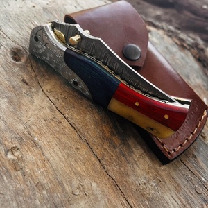 Premium Multi-functional Damascus Steel Straight <b>Drop</b> Point Folding Knife Custom Handmade Pocket Camping Industrial Grade Pasha - Product Image 4