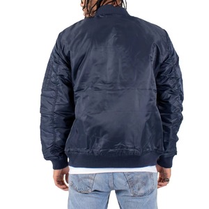 <b>Men</b> Black Nylon Bomber <b>Jacket</b> Zip Front Flight <b>Jacket</b> Ribbed Collar Cuffs <b>Utility</b> Streetwear Casual Lightweight Outerwear - Product Image 4