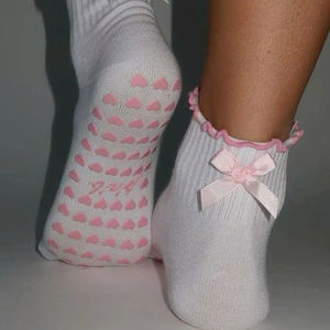 Calcetines Deportivos Heart Grip, Antideslizantes, de Algodón Elástico, Transpirables, Cómodos, para Yoga, Pilates, Fitness, Modernos, para Entrenamiento en Interiores - Product Image 1