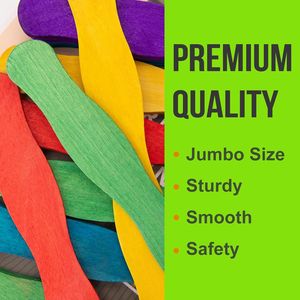 50 Palitos de Madera Ondulados de 8 Pulgadas de Colores, Palitos Arcoíris para Manualidades, Asas para Abanicos, Palitos Grandes para Helados, Suministros para Manualidades - Product Image 2