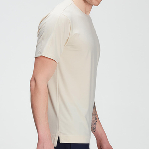 T-shirt en jersey de coton à manches courtes et col rond pour homme, coupe classique, couleur unie, respirant, design simple, logo personnalisable sur le devant - Product Image 2