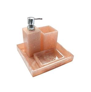 Ensemble de salle de bain en résine polie miroir, 4 pièces, personnalisé pour la maison, distributeur de savon, porte-brosse à dents, plateau de toilette, au meilleur prix - Product Image 1