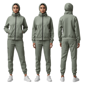 Ensemble veste zippée à col haut et pantalon cargo pour femme - Product Image 3
