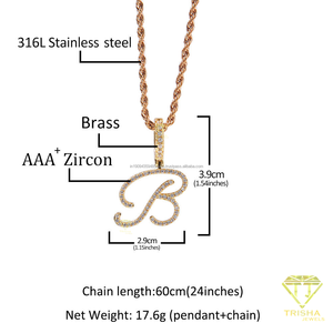 Pendentif personnalisé avec nom d'ange en diamant de laboratoire, collier avec lettres en lettres cursives serties de diamants, bijoux de luxe personnalisés, cadeau de mode hip-hop - Product Image 2