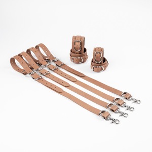 Hot Selling Genuine Leather Adjustable Unisex Bed Restraints Harness Straps Custom Metal Buckle <b>Bondage</b> Cuffs Belt <b>Set</b> RTTS-0128 - Product Image 1
