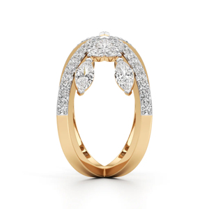 Luxury Women's 18K Solid <b>Gold</b> <b>Cocktail</b> <b>Ring</b> With Pear Cut Diamond Geometric Design Engagement Jewelry - Product Image 2