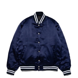 Vestes universitaires en satin soyeux avec logo personnalisé, boutonnées, doublure matelassée pour l'hiver, vestes de baseball universitaires en satin uni, grandes tailles - Product Image 1